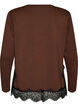 Jersey blouse with lace trim, Brown, Packshot image number 1
