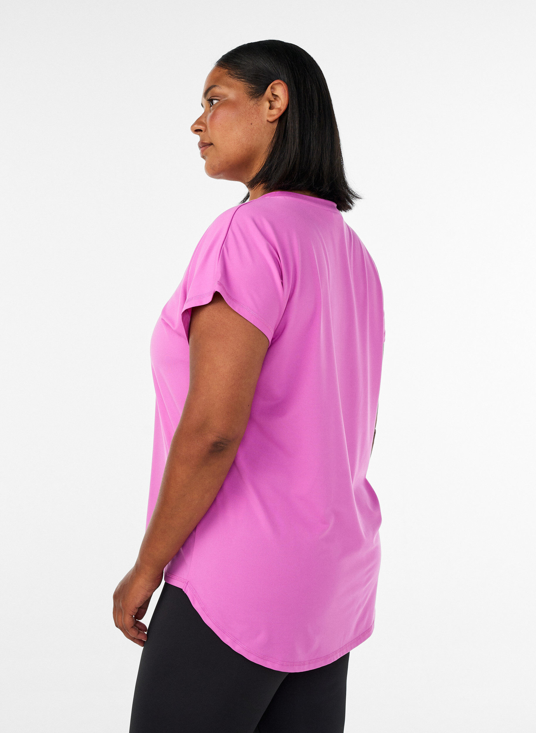 ZizzifashionShort sleeve sport t-shirt with v-neck, Purple, Model image number 2