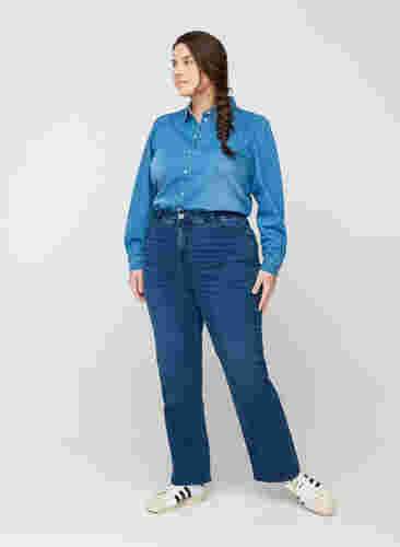 Jeans with an extra high waist, Blue denim, Model image number 2