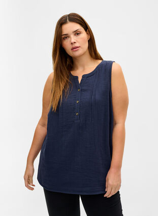Cotton top with buttons, Night Sky, Model image number 0