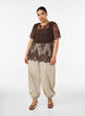 Short-sleeved lace blouse with tie-fastening, Brown, Model image number 1