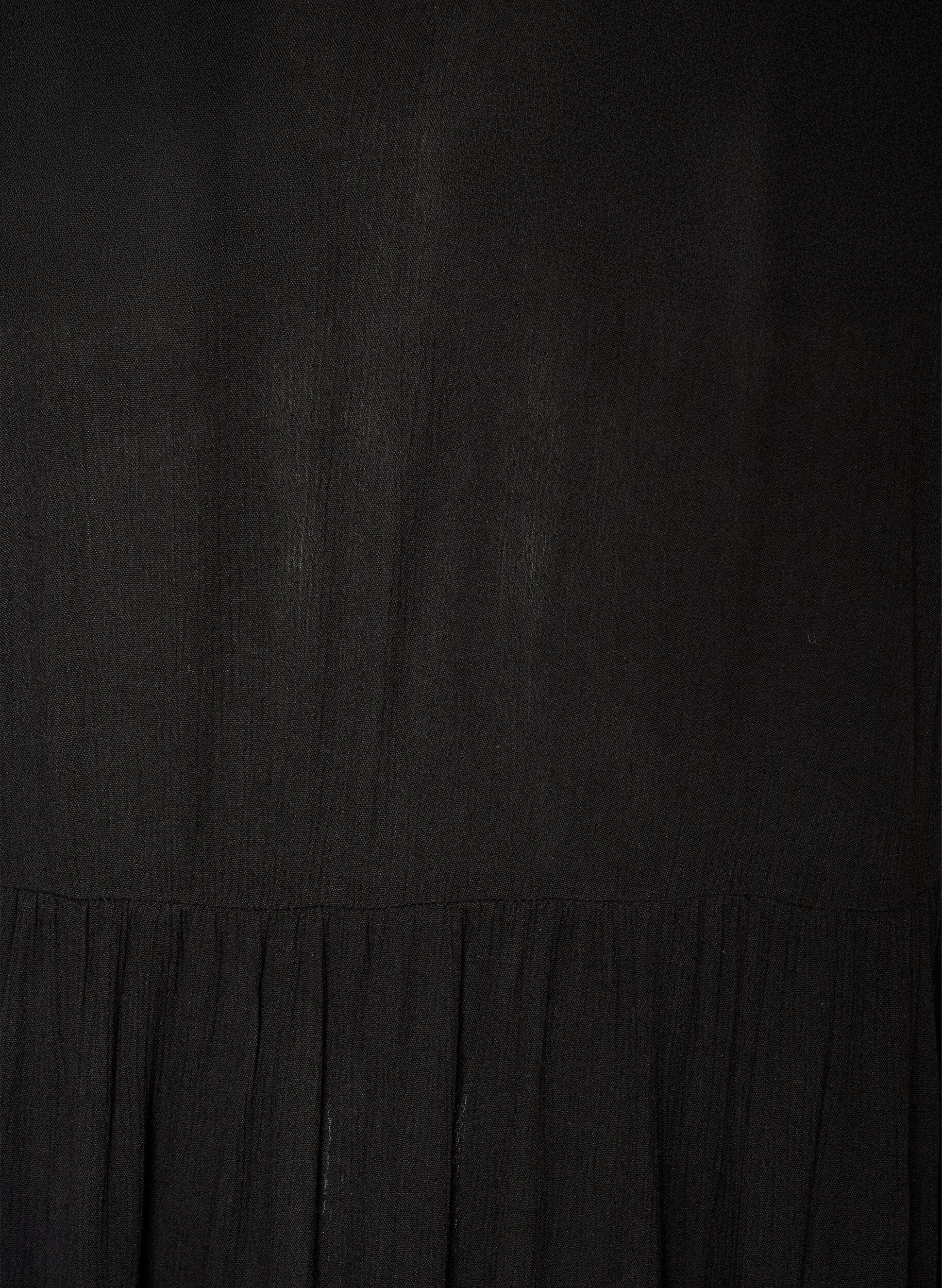 ZizzifashionMidi dress in viscose with ruffle sleeves, Black, Packshot image number 2