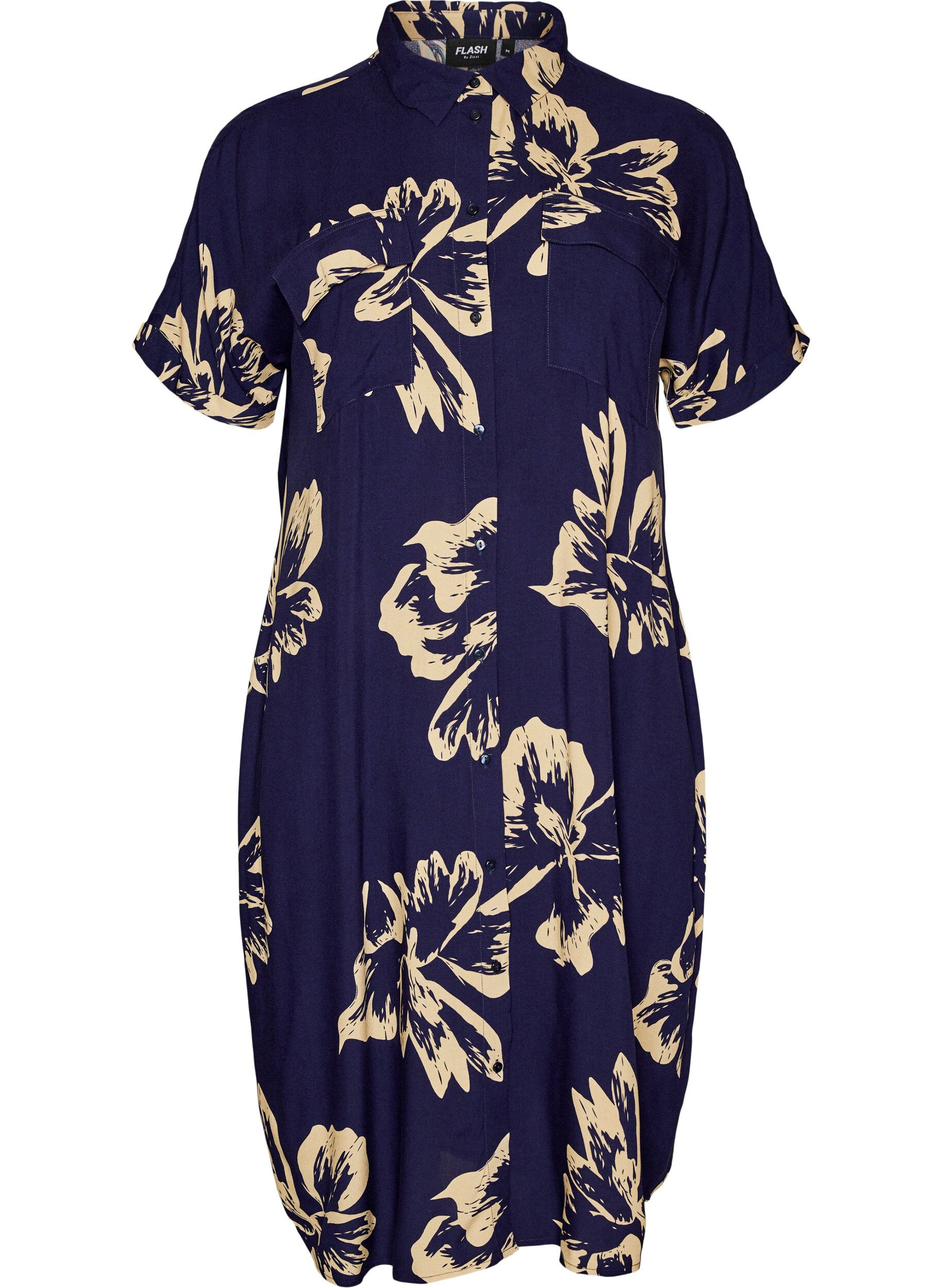 FLASH - Long shirt dress with short sleeves