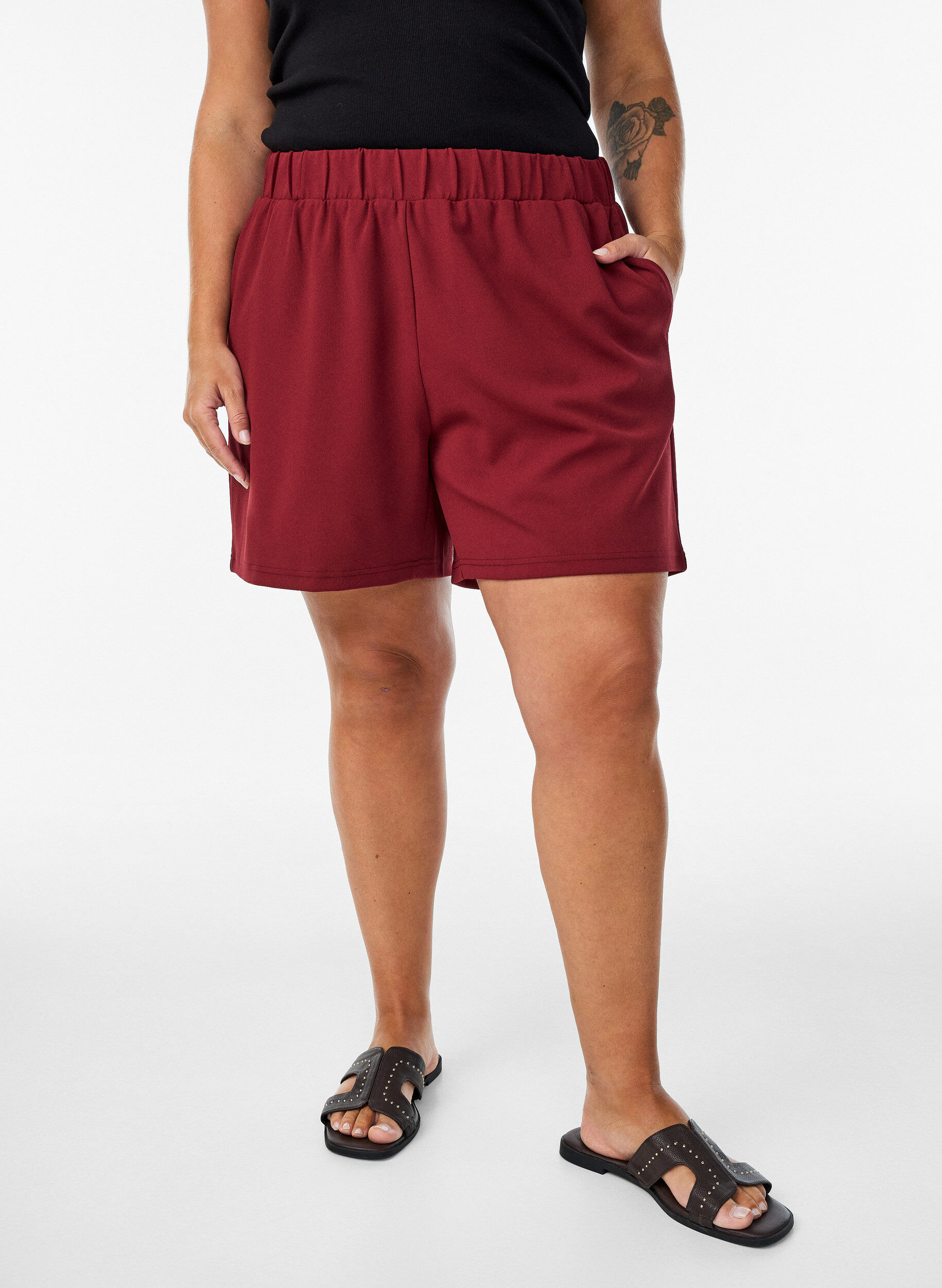 ZizzifashionLoose shorts with pockets, Dark Bordeaux, Model image number 3