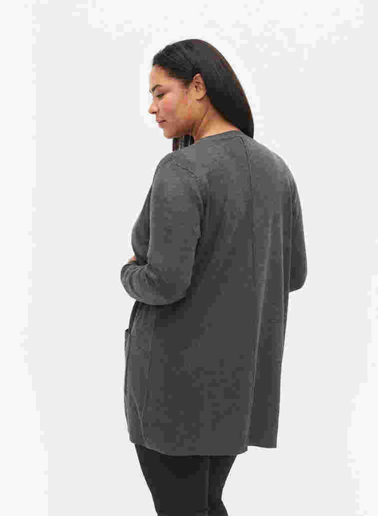 Long knitted cardigan in a viscose blend, Dark Grey Melange, Model image number 1