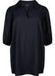 Viscose tunic with V-neck and collar, Black, Packshot image number 0