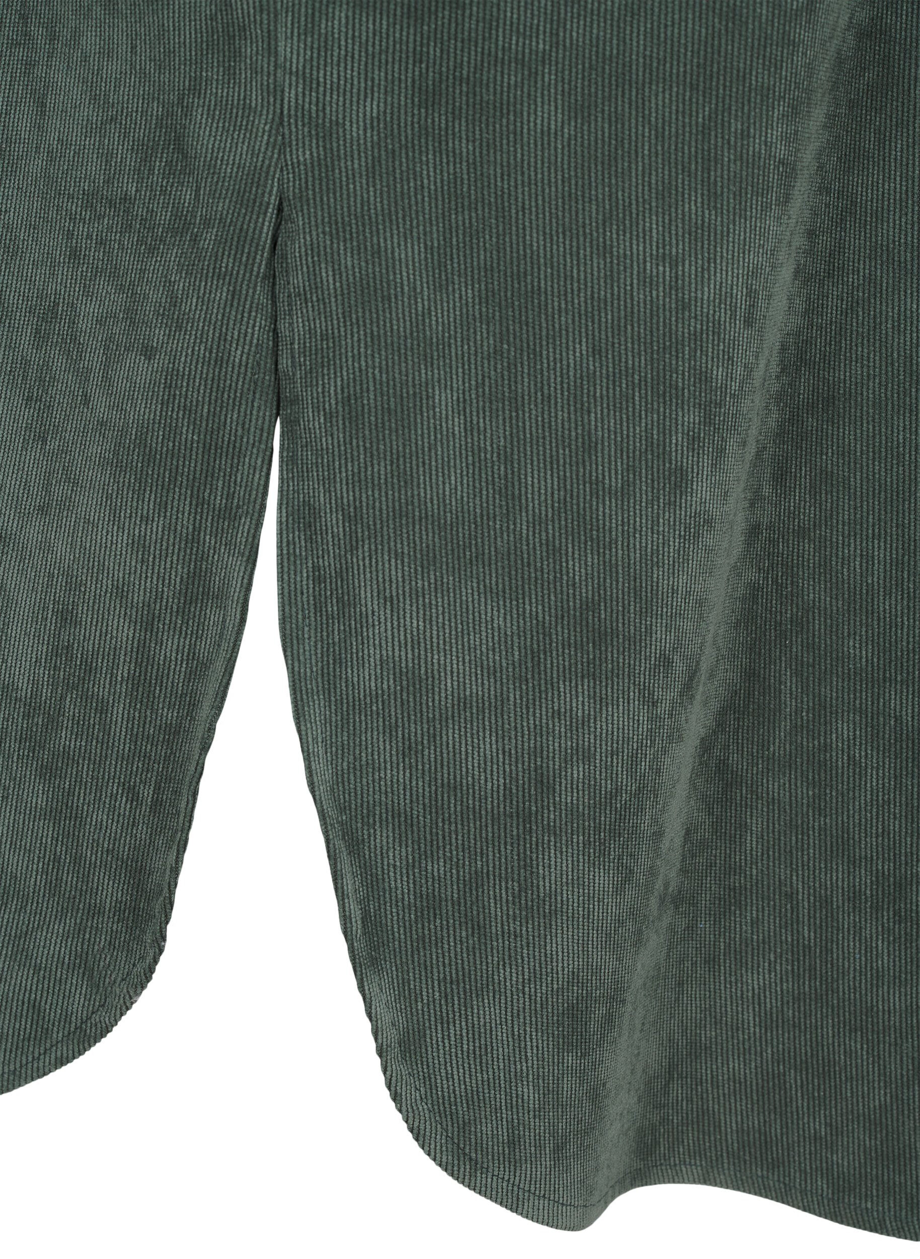 Zizzifashion Long corduroy shirt dress with buttons, Dark Forest, Packshot image number 3