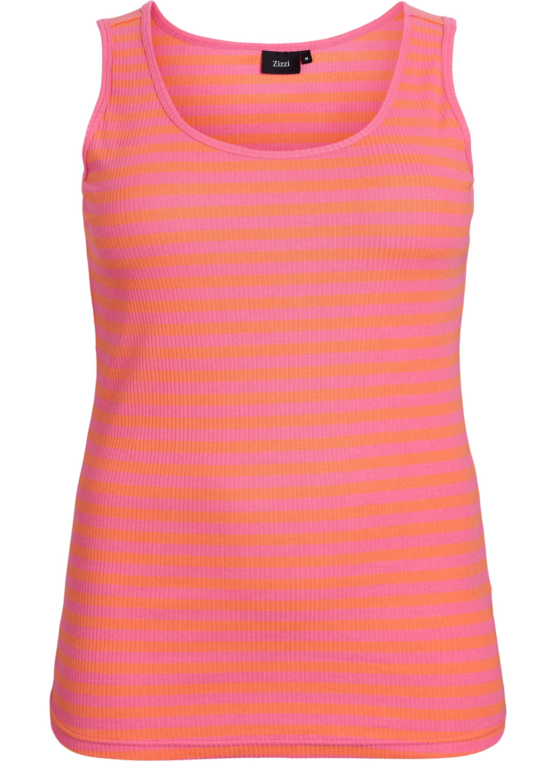 ZizzifashionStriped tank top with a rib structure, Coral, Packshot image number 0