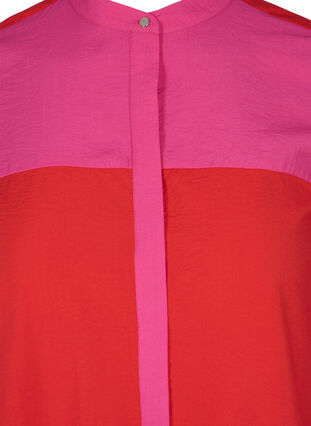 Long colour-block shirt, Pink Red Block, Packshot image number 2