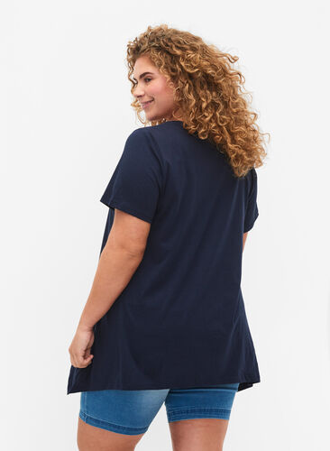 Cotton t-shirt with short sleeves, Navy Blazer SOLID, Model image number 1
