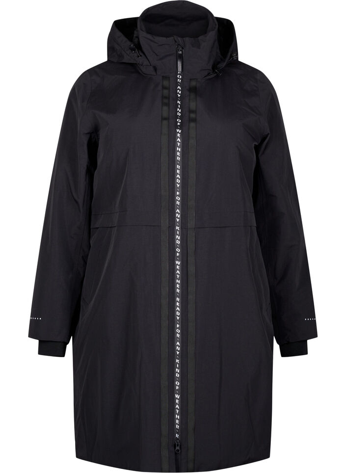 Functional parka coat with reflective detailing, Black, Packshot image number 0