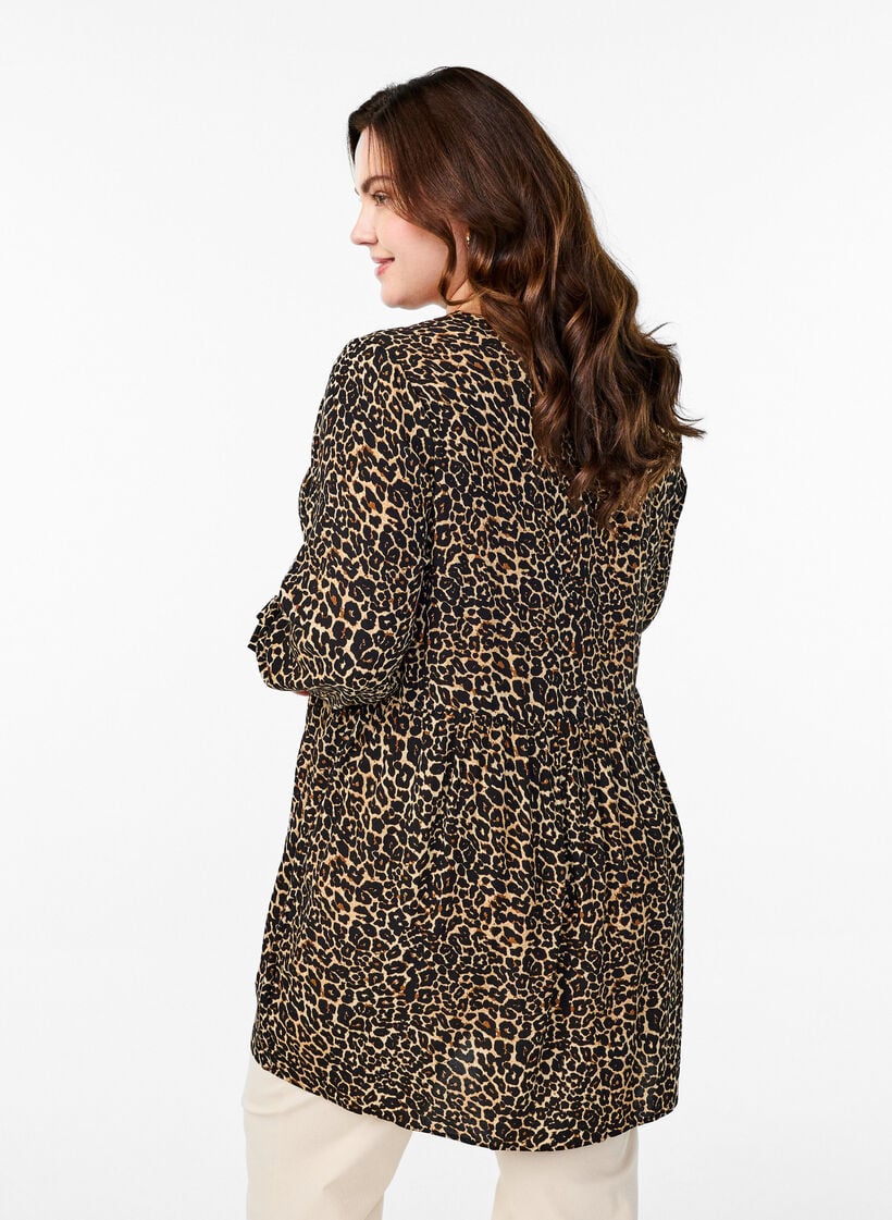 Long-sleeved tunic with a seam, Brown, Model image number 2