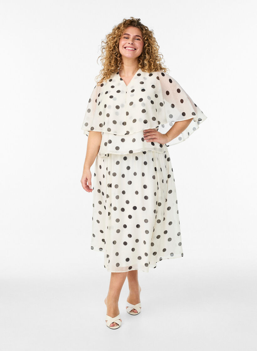 Layered top with polka dot pattern, Vanilla, Model image number 1