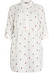 Shirt dress in cotton muslin with embroidered motifs, Vanilla, Packshot image number 0