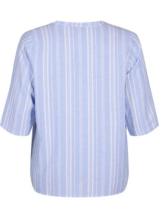 Striped blouse in linen-viscose blend, Serenity Wh.Stripe, Packshot image number 1