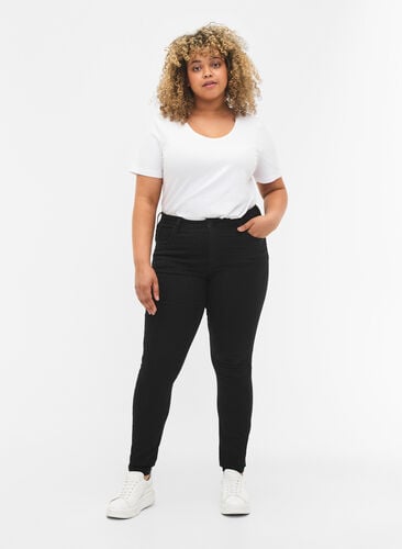 High-waisted super slim Amy jeans , Black, Model image number 0