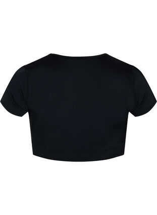 Short sleeve swim top with v-neckline, Black, Packshot image number 1