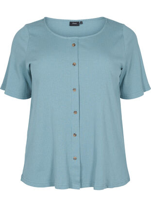 Short-sleeved T-shirt with buttons, Goblin Blue, Packshot image number 0