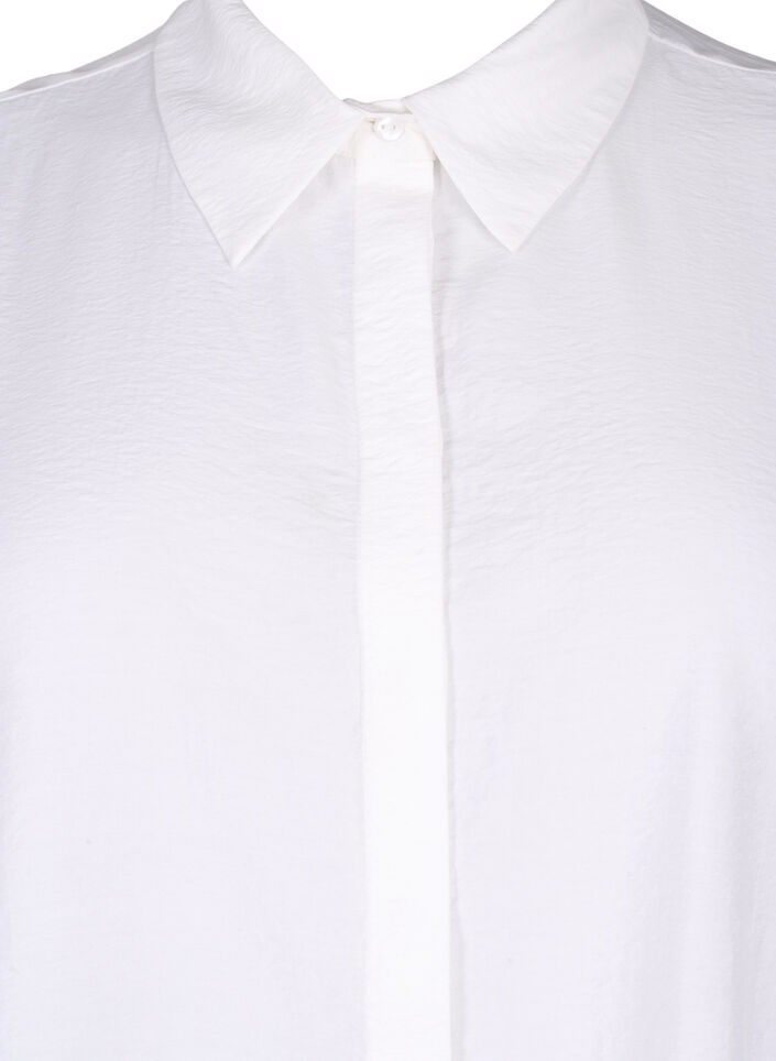 Long viscose shirt with short sleeves, Bright White, Packshot image number 2