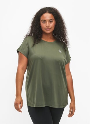 Short-sleeved workout t-shirt, Thyme, Model image number 0