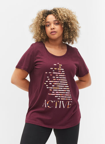 Sports t-shirt with print, Fig w. flower logo, Model image number 0