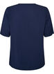 Short-sleeved woven blouse with round neck, Blue, Packshot image number 1