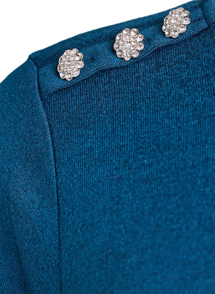Blouse with decorative buttons, Petrol, Packshot image number 2