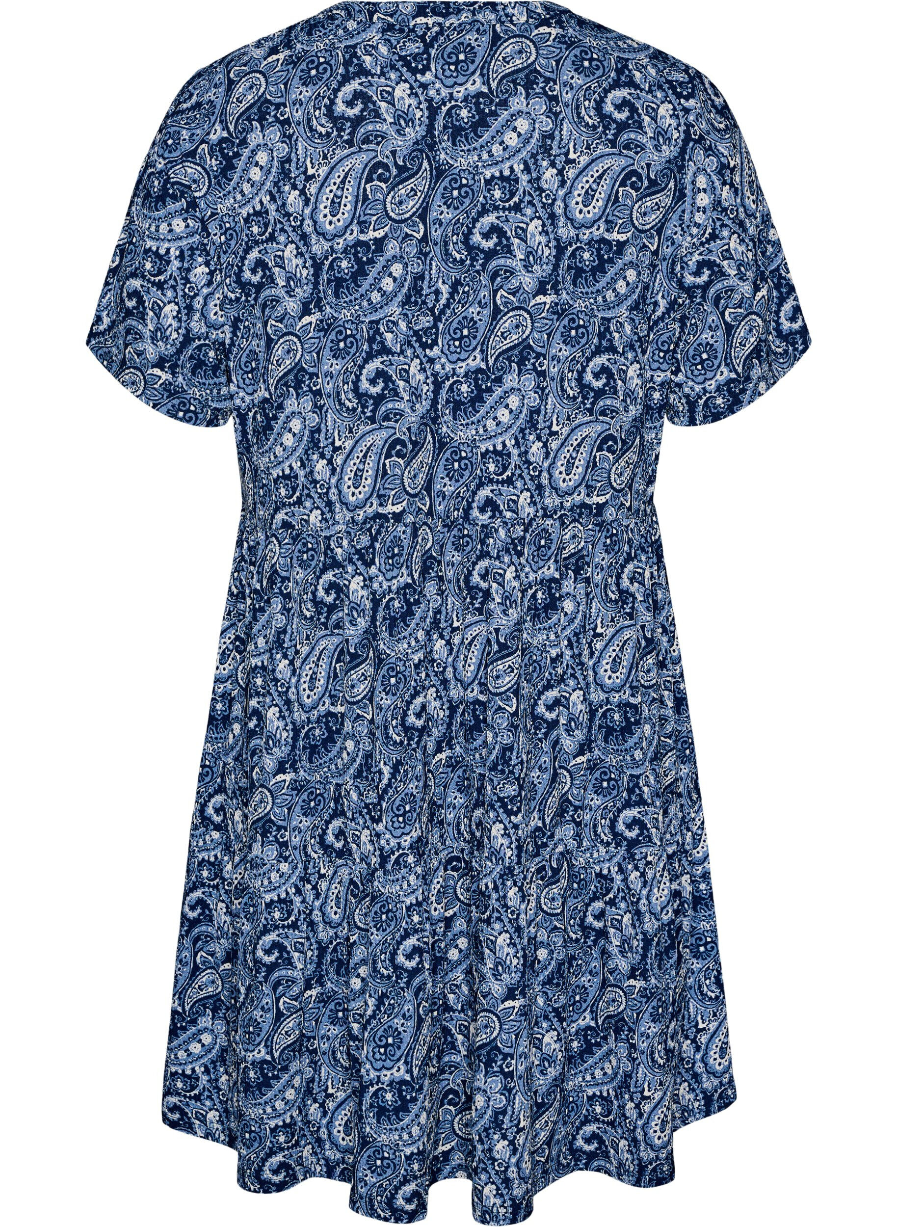 ZizzifashionPatterned dress with panels, Blue, Packshot image number 1