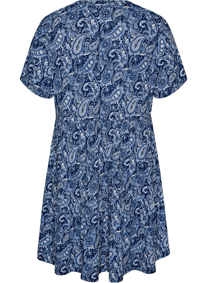 Patterned dress with panels, Blue, Packshot image number 1