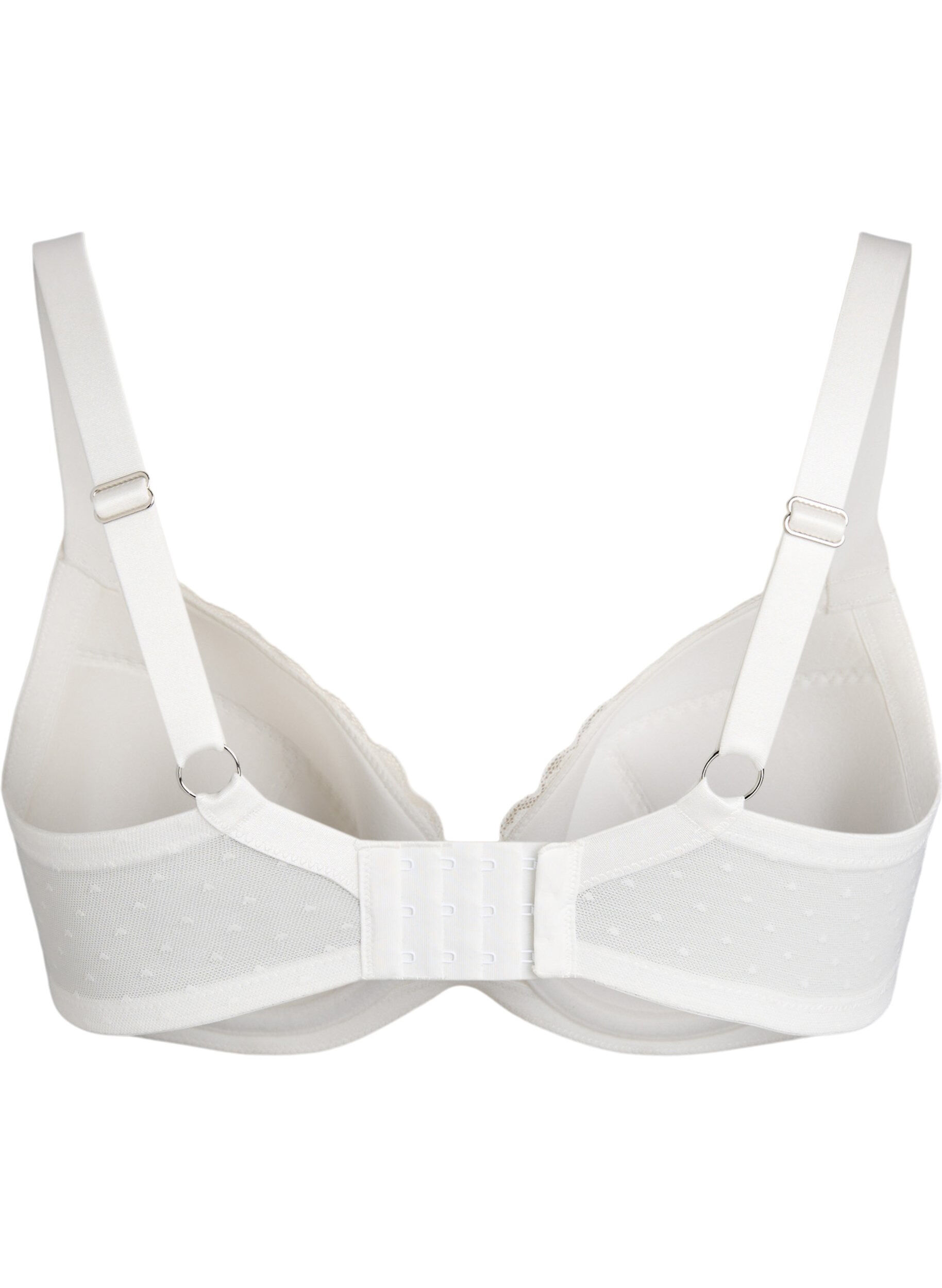 Zizzifashion Padded lace bra with mesh details, White, Packshot image number 1