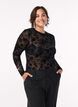 Mesh blouse with floral pattern, Black, Model image number 0