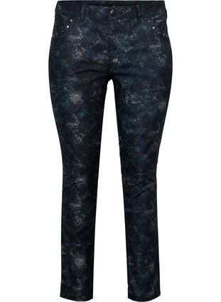 Patterned Emily jeans with rivets, Black AOP, Packshot image number 0