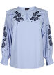 Cotton blouse with embroidery and ruffles, Light Blue, Packshot image number 0