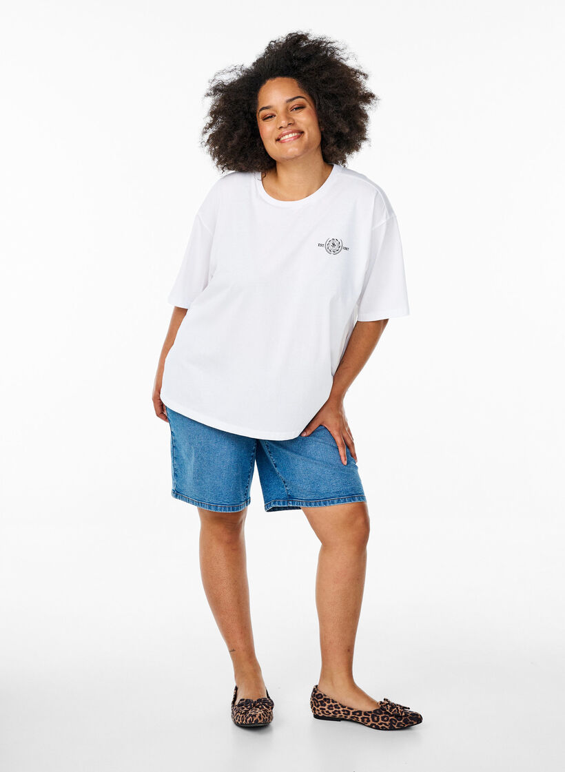 Oversized T-shirt with back print, White, Model image number 1