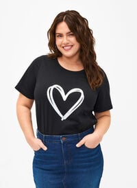 FLASH - T-shirt with motif, Black Silver Heart, Model