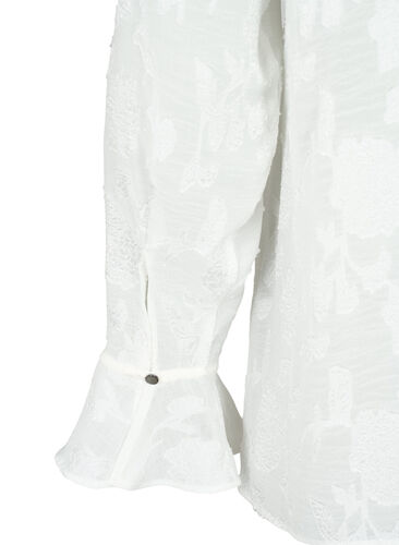 Long-sleeved shirt with jacquard look, Bright White, Packshot image number 3