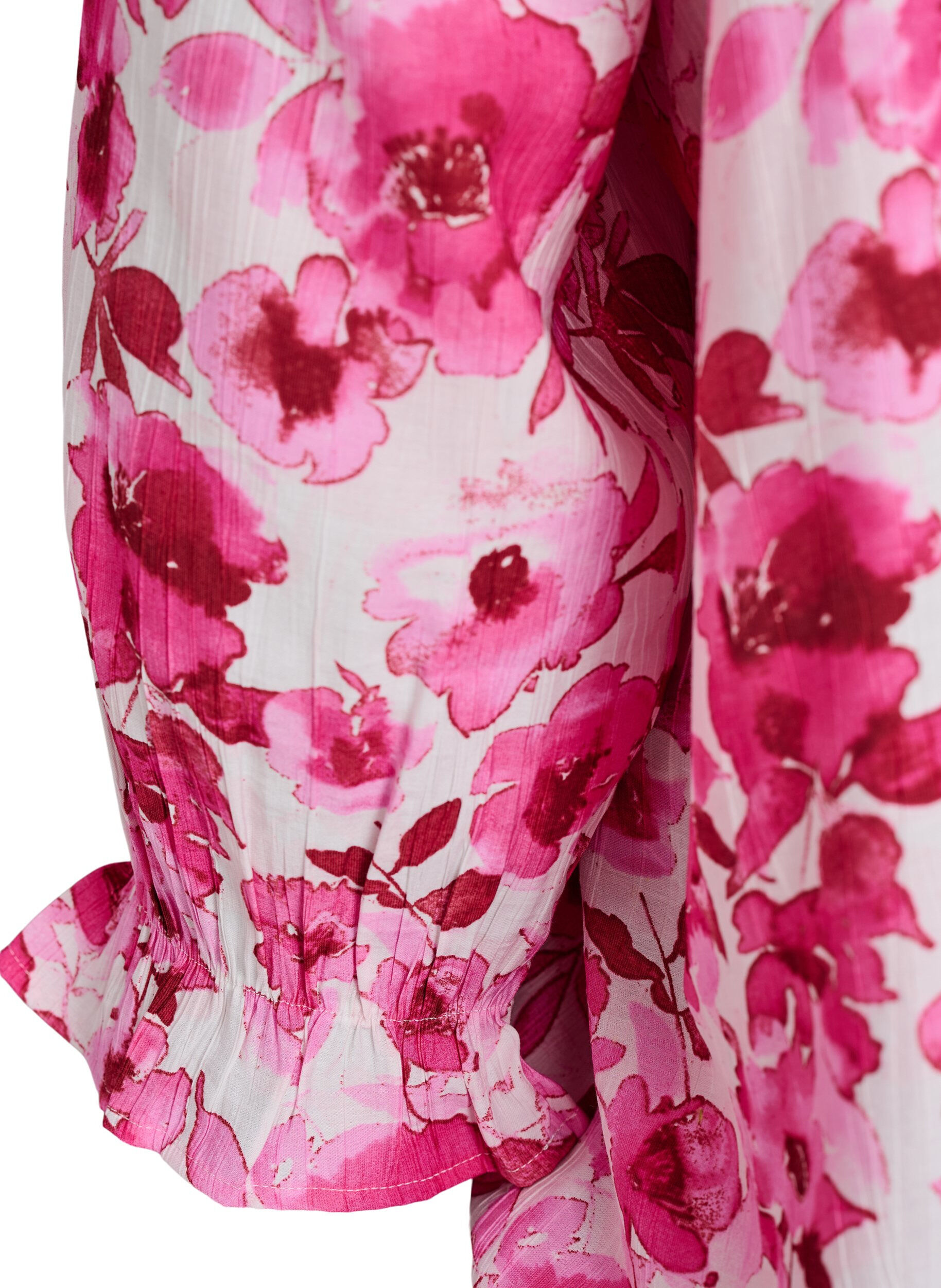 Zizzifashion Viscose blouse with a square neck and 3/4-sleeves, Pink, Packshot image number 3