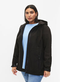 Short softshell jacket with pockets, Black, Model