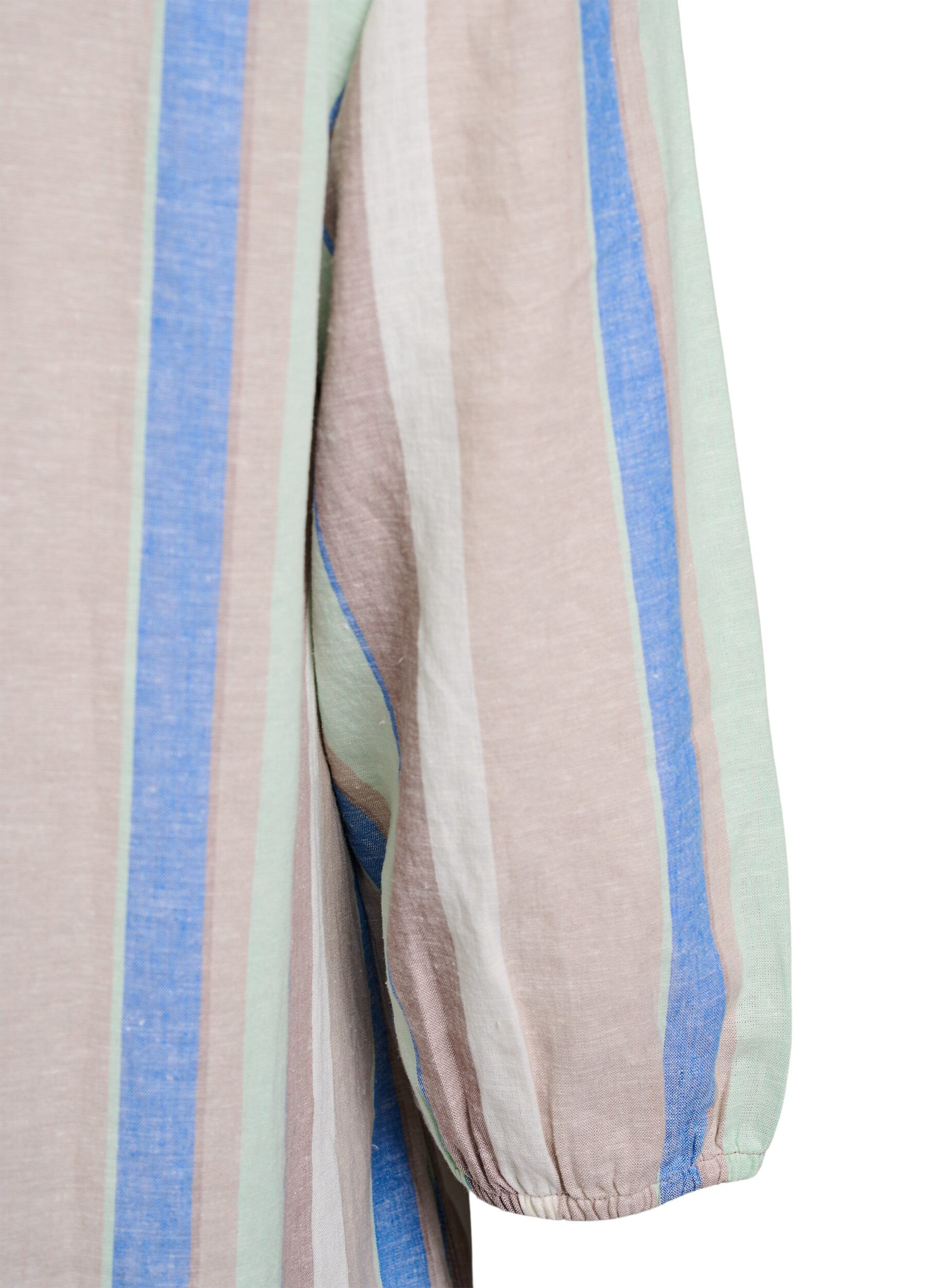 ZizzifashionShort dress in linen and viscose with 3/4 sleeves, Blue, Packshot image number 3