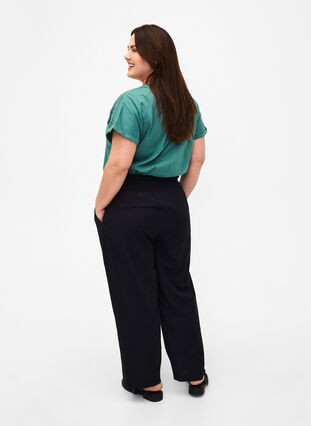 Smock pants with linen, Black, Model image number 1