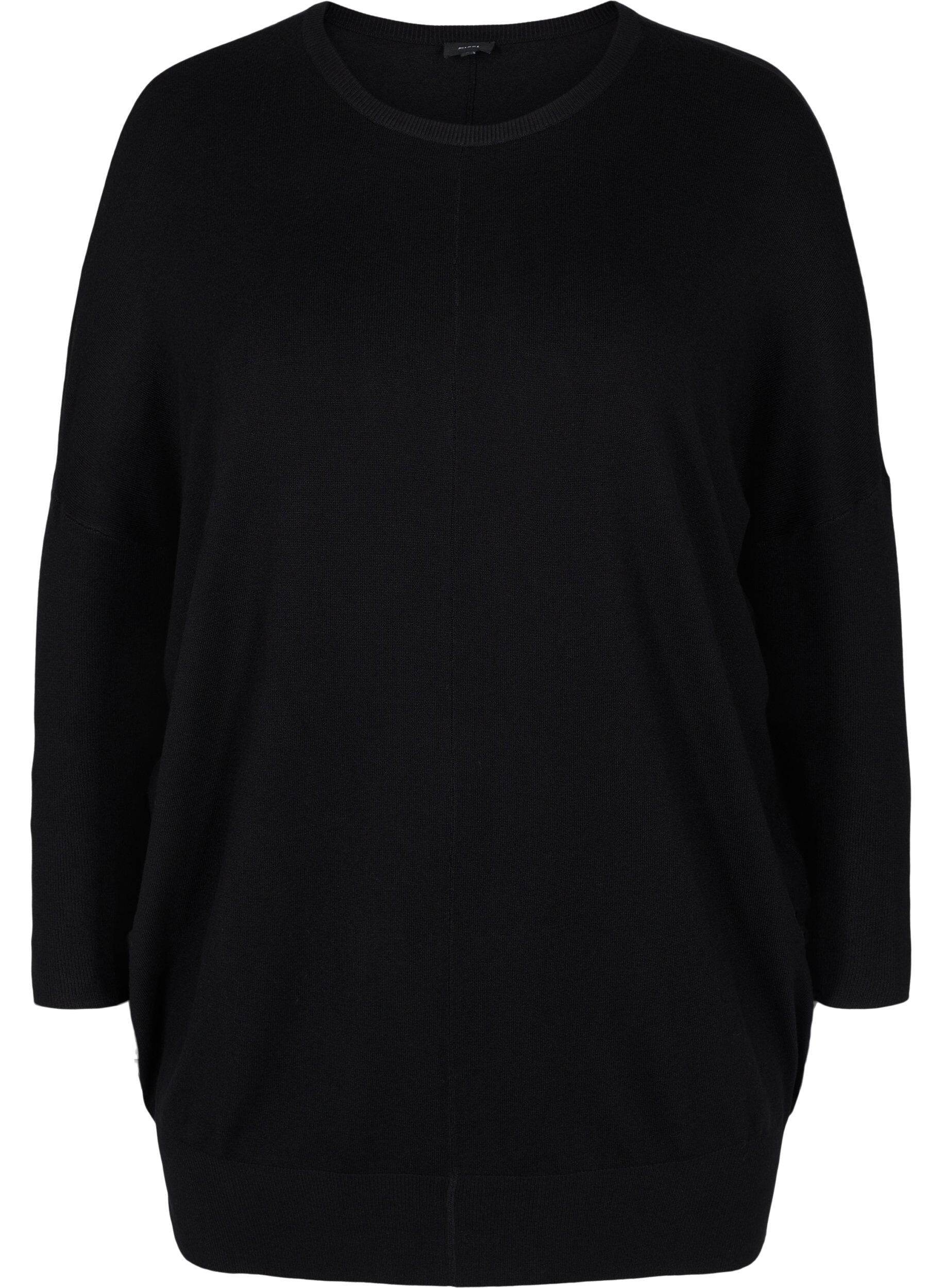 Zizzifashion Knitted tunic in viscose blend, Black, Packshot image number 0