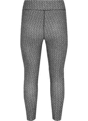 Printed sports tights with 7/8 length, Black w. Text Print, Packshot image number 1