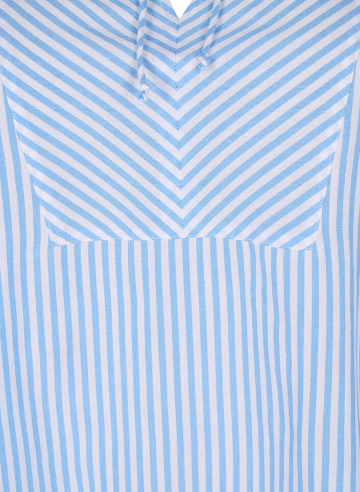 Striped blouse with tie detail, Light Blue, Packshot image number 2