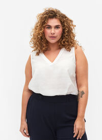 Viscose top with structure, Bright White, Model