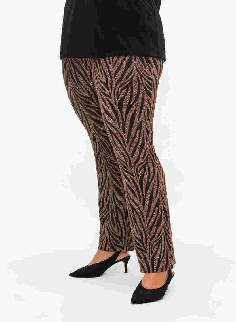 Patterned trousers with glitter, Black Lurex AOP, Model image number 2