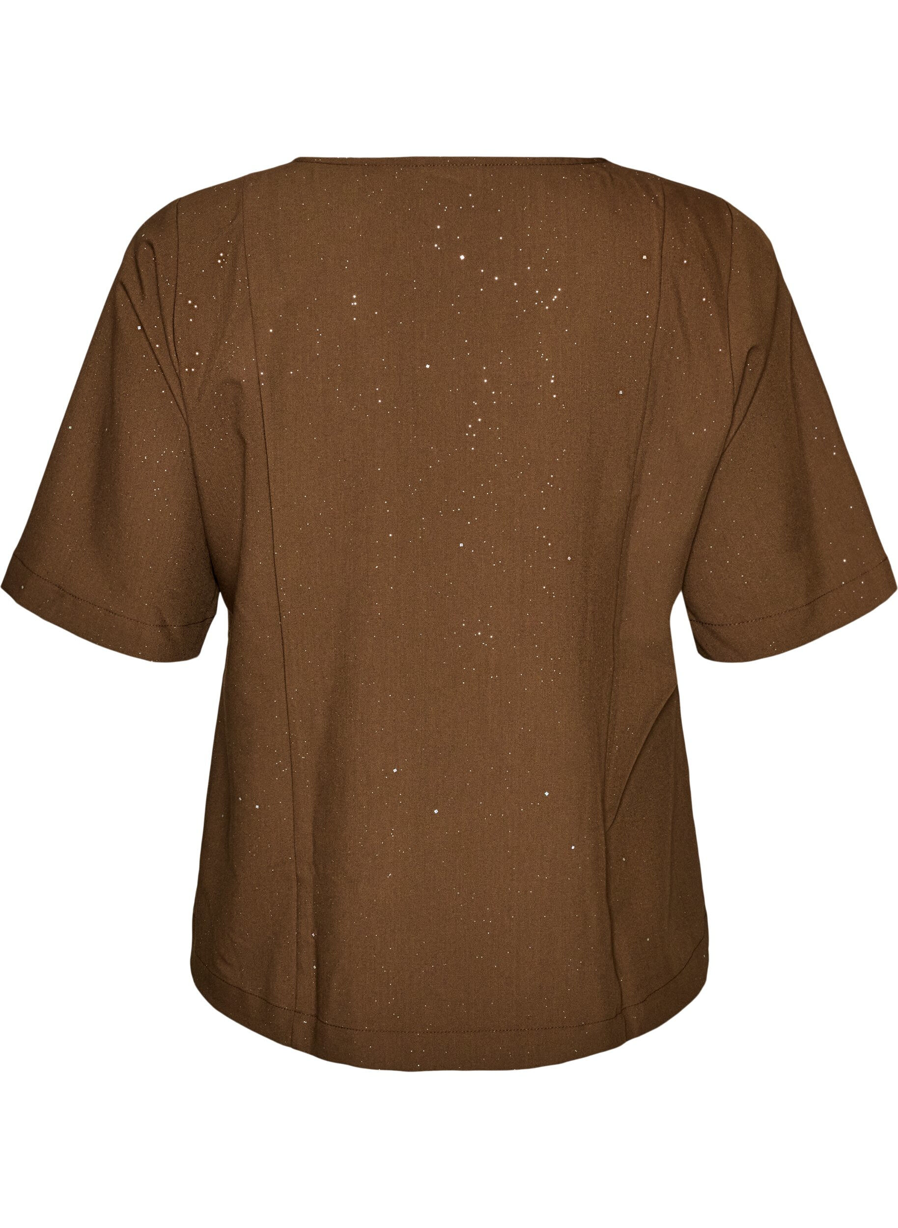ZizzifashionBlouse with glitter and V-neck, Brown, Packshot image number 1