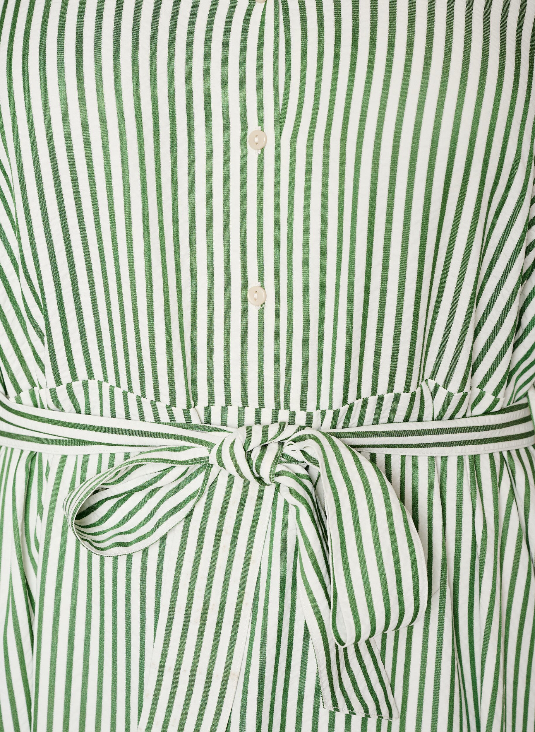 ZizzifashionAnkle-length shirt dress with tie belt and stripes, Green, Packshot image number 2