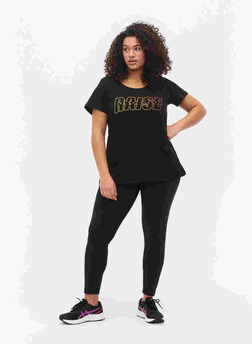 Sports t-shirt with print, Black w. Raise, Model image number 2
