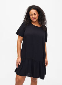 FLASH - Dress in viscose with cutline, Black, Model