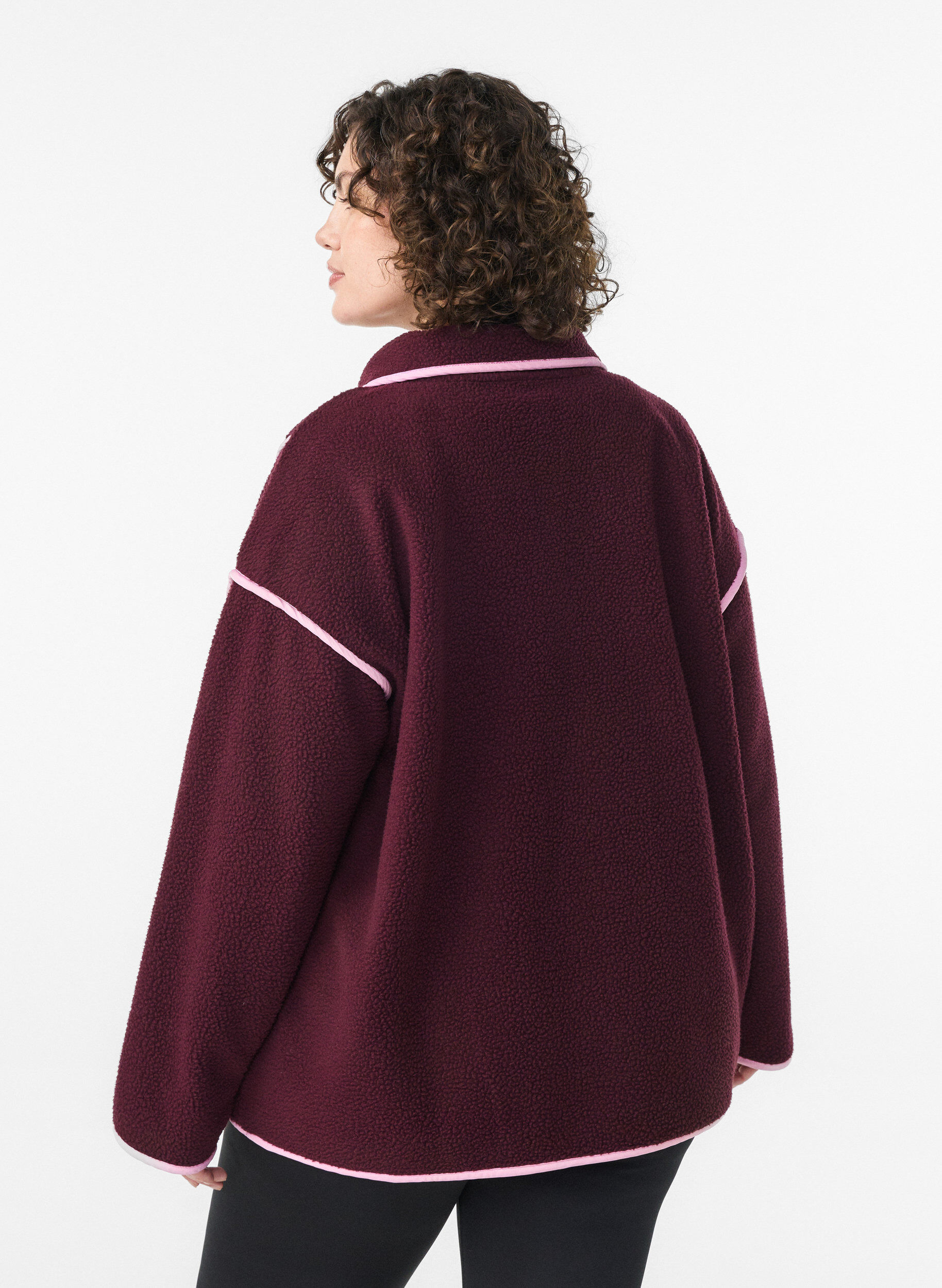 Zizzifashion Teddy jacket with contrast details, Red, Model image number 2